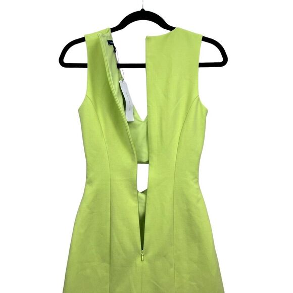 French Connection Women Whisper Cut Out Dress V Neck Sleeveless Zip Green Sz 0 - Picture 7 of 7